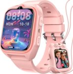 Blackview Smartwatch, 1.75” Reloj Inteligente Niño con GPS Posición, LED Linterna, SOS Llamar, Videollamadas, Chat de Voz, Smartwatch Niños con Podómetro, Juego, Despertador, Modo Escuela, Rosa