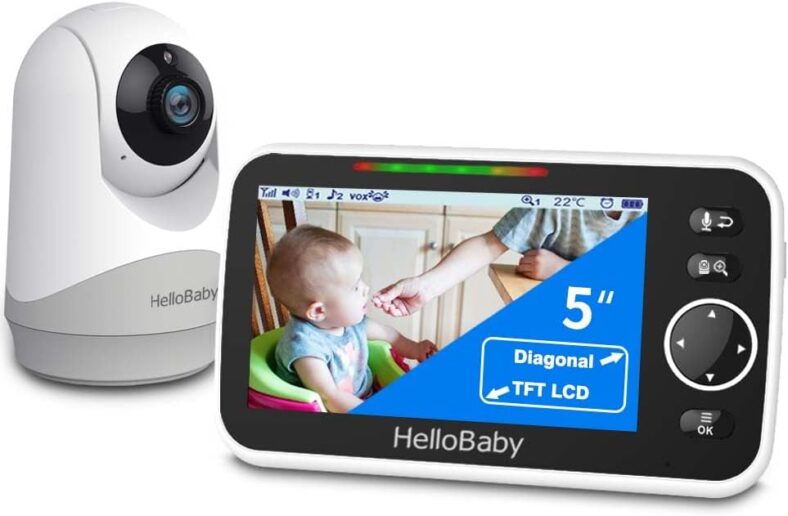 HelloBaby 5″ Cámara Vigilancia Bebé, Vigilabebes con Cámara sin WiFi