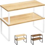 JUPPLIES – Pack 2 Organizador Cocina Estante para Especias – Organizador Armario Cocina Multiusos – Estanteria Cocina de Almacenamiento Apilable con Diseño de Madera y Metal 19.5×29.7×15.8 cm