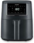 SEVERIN Freidora de aire FryLight Single, cocinado versátil, pantalla táctil, 8 programas automáticos, función de conservación del calor, 4L, revestimiento antiadherente, 1300W, negro, FR 2461