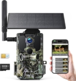 WOLFANG Cámara de Caza Solar, 4G LTE Camara Fototrampeo 2.5K con Detección PIR Nocturna por Infrarrojos Invisible, Alerta, Audio Bidireccional, IP66 para Vida Silvestre y Monitoreo de Seguridad