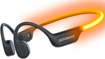 Auriculares Conducción Ósea Bluetooth 6.0, Auriculares Oreja Abierta con Luz LED de Seguridad, Micrófono Antiviento, IP7 Cascos Bluetooth, 10H Auriculares Deportivos para Running Ciclismo