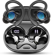 Auriculares Inalambricos Deportivos, Auriculares Bluetooth 5.4 HiFi Estéreo con 4 HD Mic, 60H Cascos Inalambricos Bluetooth con Cancelacion Ruido ENC, Pantalla LED/Control App, IP7 Impermeable Cascos