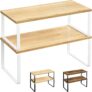 JUPPLIES – Pack 2 Organizador Cocina Estante para Especias – Organizador Armario Cocina Multiusos – Estanteria Cocina de Almacenamiento Apilable con Diseño de Madera y Metal 19.5×29.7×15.8 cm