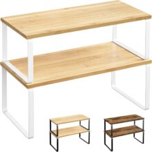 JUPPLIES – Pack 2 Organizador Cocina Estante para Especias – Organizador Armario Cocina Multiusos – Estanteria Cocina de Almacenamiento Apilable con Diseño de Madera y Metal 19.5×29.7×15.8 cm