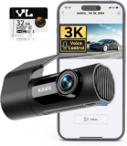 KAWA Cámara para Coche 3K con Giro 360°, Control por Voz y WiFi