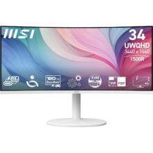 MSI Modern MD342CQPW Monitor Curvo de 34″ UWQHD 1500R, Panel VA 3440 x 1440, 21:9, KVM, Pip/PBP, 120Hz, 300 nits, Anti-Glare, Altavoces Integrados, Ajustable en 3 direcciones, HDMI 2.0b