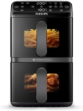 Philips 4000 Airfryer – Freidora de Aire doble Cesta Vertical 10L, Negro