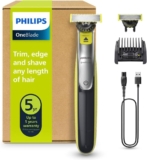 Philips OneBlade 360 – Maquinilla de Afeitar Híbrida, Barbero Eléctrico y Afeitadora, 2 Cuchillas 360, Peine-Guía Ajustable 5 en 1 (modelo QP2734/30)