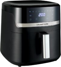 Russell Hobbs Freidora de Aire, Air Fryer, Freidora sin Aceite 8,3 L, XXL [tamaño compacto, bajo nivel ruido, pizzas de 26 cm] Satisfry (piezas aptas lavavajillas, pantalla táctil, grill) 27632-56