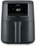 SEVERIN Freidora de aire FryLight Single, cocinado versátil, pantalla táctil, 8 programas automáticos, función de conservación del calor, 4L, revestimiento antiadherente, 1300W, negro, FR 2461