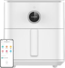 Xiaomi Smart Air Fryer 6.5L – Freidora de aire 6.5L, 1800W, 100 recetas, pantalla OLED, temperatura regulable 40°C-220°C °, Cocción uniforme 360°, blanco (Versión ES)